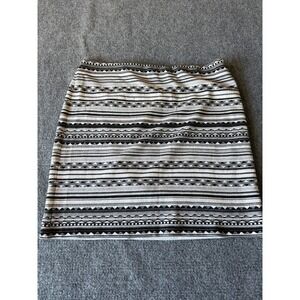 J. Jill Womens XL Tall Black White Geometric Tribal Knit Mini Skirt Cotton Blend